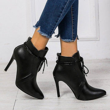 Winter New Women's Leather Boots Tips Followed Zipper Short Boots High Quality Shoes